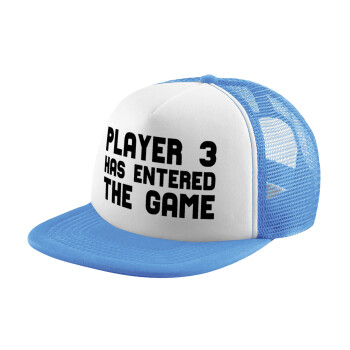 Player 3 has entered the Game, Child's Soft Trucker Hat with Blue/White Mesh (POLYESTER, CHILD, ONE SIZE)