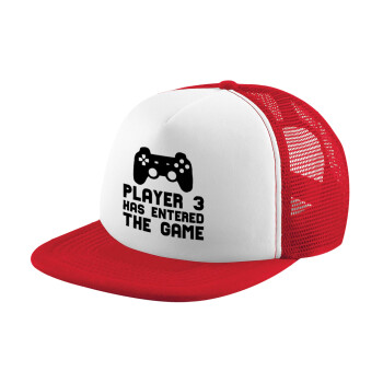 Player 3 has entered the Game, Καπέλο Ενηλίκων Soft Trucker με Δίχτυ Red/White (POLYESTER, ΕΝΗΛΙΚΩΝ, UNISEX, ONE SIZE)