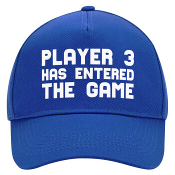 Player 3 has entered the Game, Ultimate Adult Hat BLUE, (100% COTTON DRILL, ADULT, UNISEX, ONE SIZE)