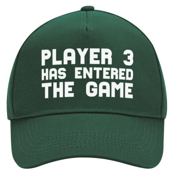 Player 3 has entered the Game, Adult Ultimate Hat GREEN, (100% COTTON DRILL, ADULT, UNISEX, ONE SIZE)