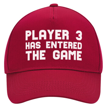 Player 3 has entered the Game, Adult Ultimate Hat RED, (100% COTTON DRILL, ADULT, UNISEX, ONE SIZE)