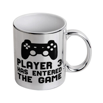 Player 3 has entered the Game, Mug ceramic, silver mirror, 330ml