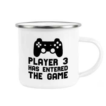 Player 3 has entered the Game, Metallic enamel cup white 360ml