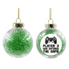 Transparent Christmas tree ball ornament with green filling 8cm