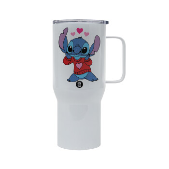 Stitch heart, Mega Stainless steel Tumbler with lid, double wall 750L