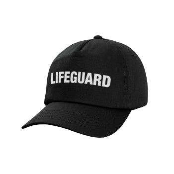 Lifeguard, Adult Baseball Cap, 100% Cotton, Black (COTTON, ADULT, UNISEX, ONE SIZE)