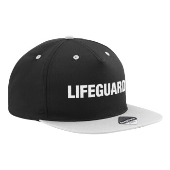 Lifeguard, Adult Flat Snapback Hat Black/Grey, (100% COTTON TWILL, ADULT, UNISEX, ONE SIZE)