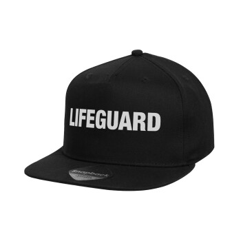 Lifeguard, Children's Flat Snapback Hat, Black (100% COTTON, CHILD, UNISEX, ONE SIZE)