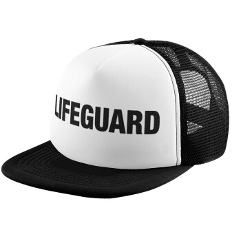 Lifeguard, Child's Soft Trucker Hat with BLACK/WHITE Mesh (POLYESTER, CHILD, ONE SIZE)