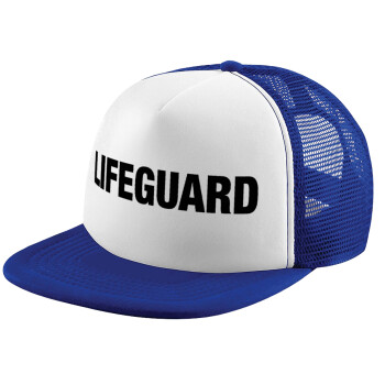 Lifeguard, Adult Soft Trucker Hat with Blue/White Mesh (POLYESTER, ADULT, UNISEX, ONE SIZE)