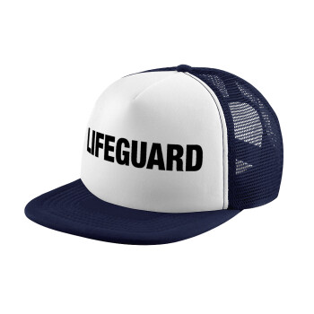 Lifeguard, Adult Soft Trucker Hat with Dark Blue/White Mesh (POLYESTER, ADULT, UNISEX, ONE SIZE)