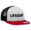 Adult Foam Flat Snapback with Mesh Red-White-Black (POLYESTER, ADULT, UNISEX, ONE SIZE)