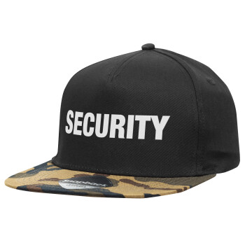 Security, Καπέλο Ενηλίκων Flat Snapback Μαύρο/Παραλλαγή, (100% ΒΑΜΒΑΚΕΡΟ TWILL, ΕΝΗΛΙΚΩΝ, UNISEX, ONE SIZE)