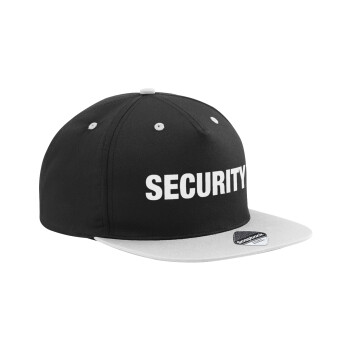 Security, Adult Flat Snapback Hat Black/Grey, (100% COTTON TWILL, ADULT, UNISEX, ONE SIZE)