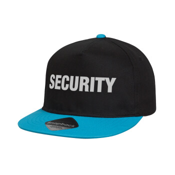 Security, Καπέλο παιδικό Flat Snapback, Μαύρο/Μπλε (100% ΒΑΜΒΑΚΕΡΟ, ΠΑΙΔΙΚΟ, UNISEX, ONE SIZE)