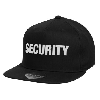 Security, Καπέλο παιδικό Flat Snapback, Μαύρο (100% ΒΑΜΒΑΚΕΡΟ, ΠΑΙΔΙΚΟ, UNISEX, ONE SIZE)