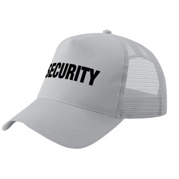 Security, Adult Structured Trucker Hat, with Mesh, GRAY (100% COTTON, ADULT, UNISEX, ONE SIZE)