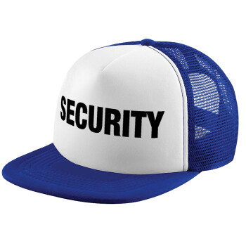 Security, Adult Soft Trucker Hat with Blue/White Mesh (POLYESTER, ADULT, UNISEX, ONE SIZE)