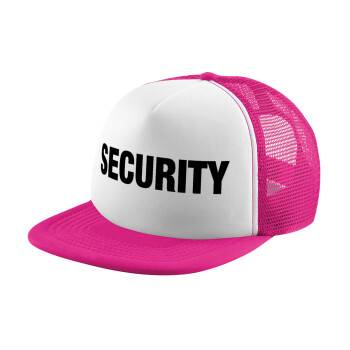 Security, Adult Soft Trucker Hat with Pink/White Mesh (POLYESTER, ADULT, UNISEX, ONE SIZE)