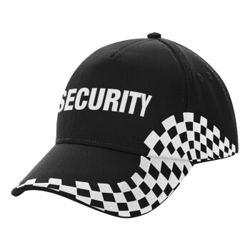 Security, Adult Ultimate BLACK RACING Cap, (100% COTTON DRILL, ADULT, UNISEX, ONE SIZE)