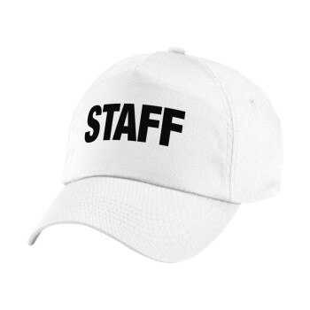 Staff, Children's Baseball Cap, 100% Cotton Twill, White (COTTON, CHILDREN'S, UNISEX, ONE SIZE)