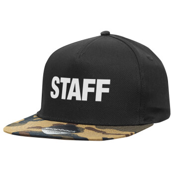 Staff, Καπέλο Ενηλίκων Flat Snapback Μαύρο/Παραλλαγή, (100% ΒΑΜΒΑΚΕΡΟ TWILL, ΕΝΗΛΙΚΩΝ, UNISEX, ONE SIZE)