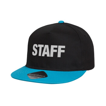 Staff, Child's Flat Snapback Hat, Black/Blue (100% COTTON, CHILD, UNISEX, ONE SIZE)