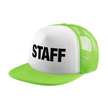 Staff, Adult Soft Trucker Hat with Mesh GREEN/WHITE (POLYESTER, ADULT, ONE SIZE)