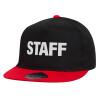 Children's Flat Snapback Hat, Black/Red (100% COTTON, CHILDREN'S, UNISEX, ONE SIZE)