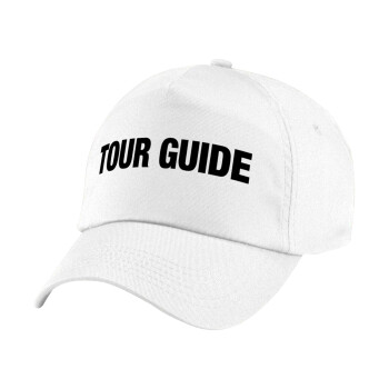 Tour Guide, Children's Baseball Cap, 100% Cotton Twill, White (COTTON, CHILDREN'S, UNISEX, ONE SIZE)