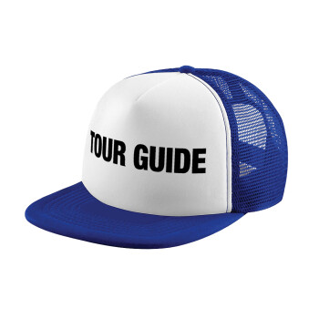 Tour Guide, Adult Soft Trucker Hat with Blue/White Mesh (POLYESTER, ADULT, UNISEX, ONE SIZE)