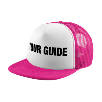 Tour Guide, Καπέλο παιδικό Soft Trucker με Δίχτυ ΡΟΖ/ΛΕΥΚΟ (POLYESTER, ΠΑΙΔΙΚΟ, ONE SIZE)