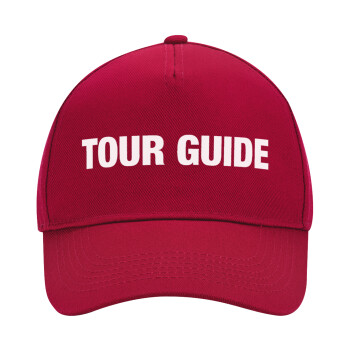 Tour Guide, Adult Ultimate Hat RED, (100% COTTON DRILL, ADULT, UNISEX, ONE SIZE)