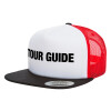 Adult Foam Flat Snapback with Mesh Black-White-Red (POLYESTER, ADULT, UNISEX, ONE SIZE)