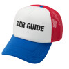 Adult Soft Trucker Hat with Red/Blue/White Mesh (POLYESTER, ADULT, UNISEX, ONE SIZE)