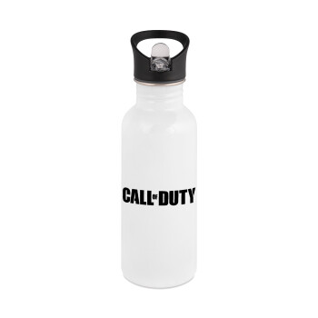Call of Duty, White water bottle with straw, stainless steel 600ml