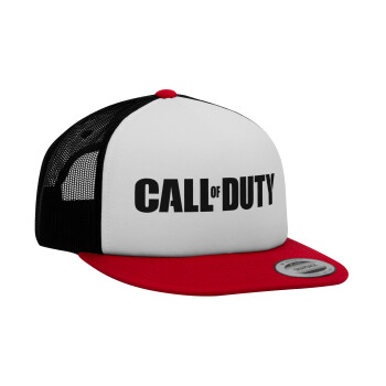 Call of Duty, Adult Foam Flat Snapback with Mesh Red-White-Black (POLYESTER, ADULT, UNISEX, ONE SIZE)