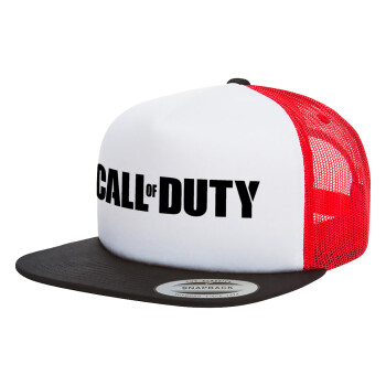 Call of Duty, Adult Foam Flat Snapback with Mesh Black-White-Red (POLYESTER, ADULT, UNISEX, ONE SIZE)