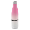 Metal mug thermos Pink/White (Stainless steel), double wall, 500ml