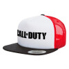 Adult Foam Flat Snapback with Mesh Black-White-Red (POLYESTER, ADULT, UNISEX, ONE SIZE)