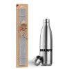 Easter Set, metallic stainless thermos flask (500ml) & scented flat Easter candle (30cm) (GRAY)