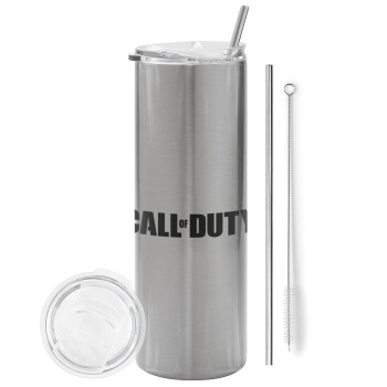 Call of Duty, Eco friendly stainless steel Silver tumbler 600ml, with metal straw & cleaning brush