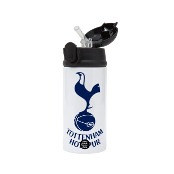 Tottenham Hotspur, Children's hot water bottle, stainless steel, with safety straw, Black (360ml) BPA-FREE