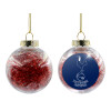 Transparent Christmas tree ball ornament with red filling 8cm