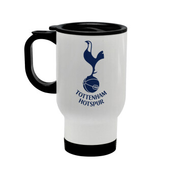 Tottenham Hotspur, Stainless steel travel mug with lid, double wall white 450ml