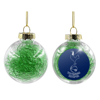 Tottenham Hotspur, Transparent Christmas tree ball ornament with green filling 8cm