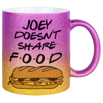 Joey Doesn't Share Food, Κούπα Χρυσή/Ροζ Glitter, κεραμική, 330ml