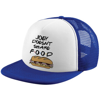 Joey Doesn't Share Food, Adult Soft Trucker Hat with Blue/White Mesh (POLYESTER, ADULT, UNISEX, ONE SIZE)