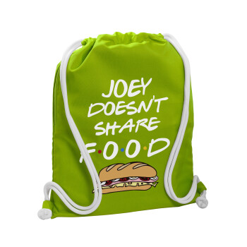 Joey Doesn't Share Food, Backpack bag GYMBAG LIME GREEN, with pocket (40x48cm) & thick cords