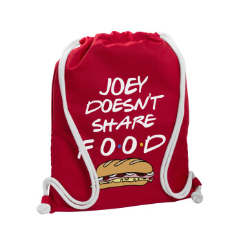 Joey Doesn't Share Food, Backpack pouch GYMBAG Red, with pocket (40x48cm) & thick cords